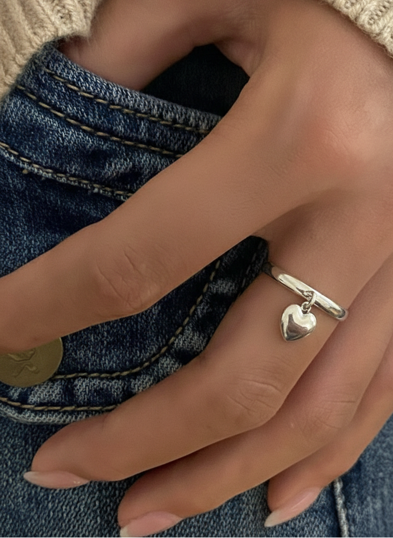 Handmade Sliver Heart Ring 1