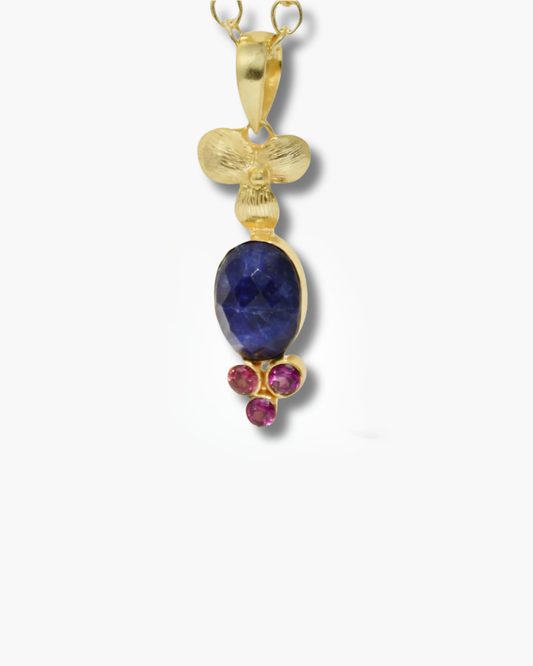 Handmade Sodalite And Rhodolite Pendant