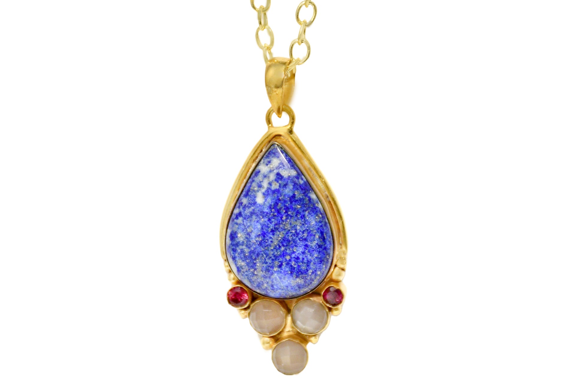 Handmade Sodalite Cabochon & Faceted Chocolate Moon Stone