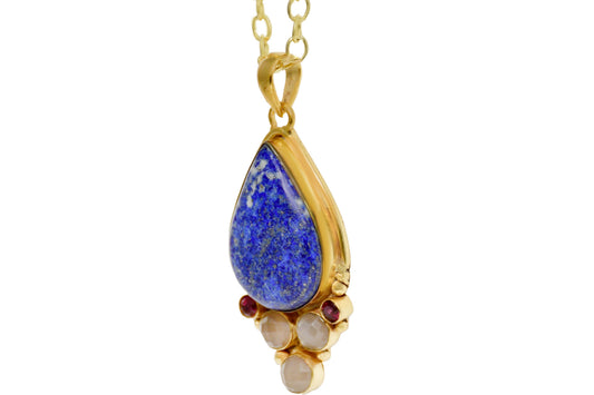 Handmade Sodalite Cabochon & Faceted Chocolate Moon Stone1