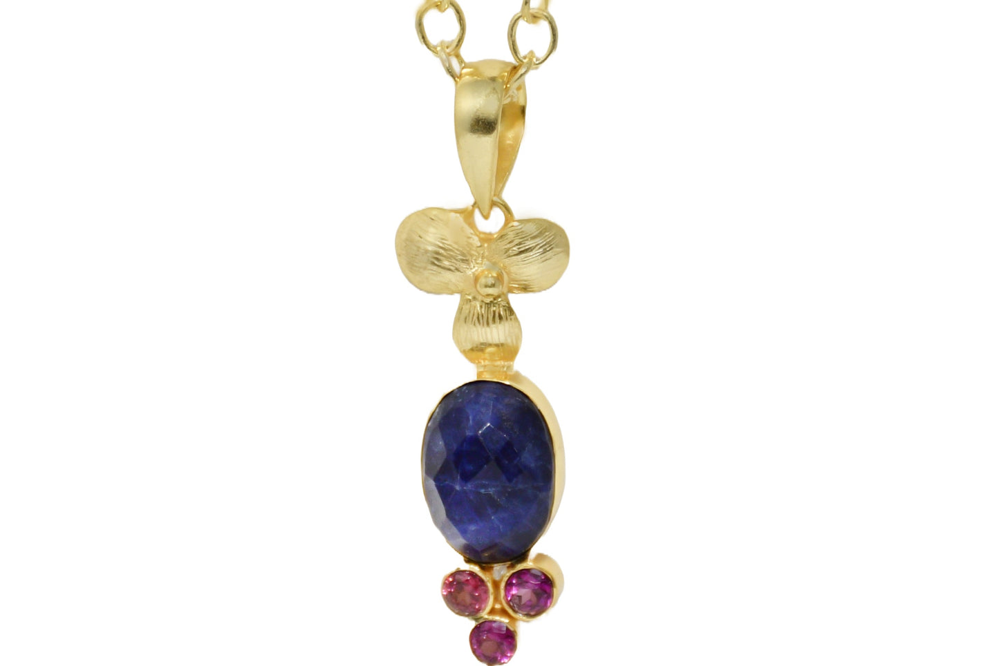Handmade Sodalite and Rhodolite Pendant