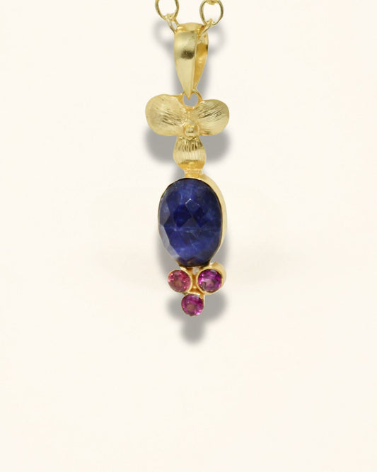 Handmade Sodalite And Rhodolite Pendant