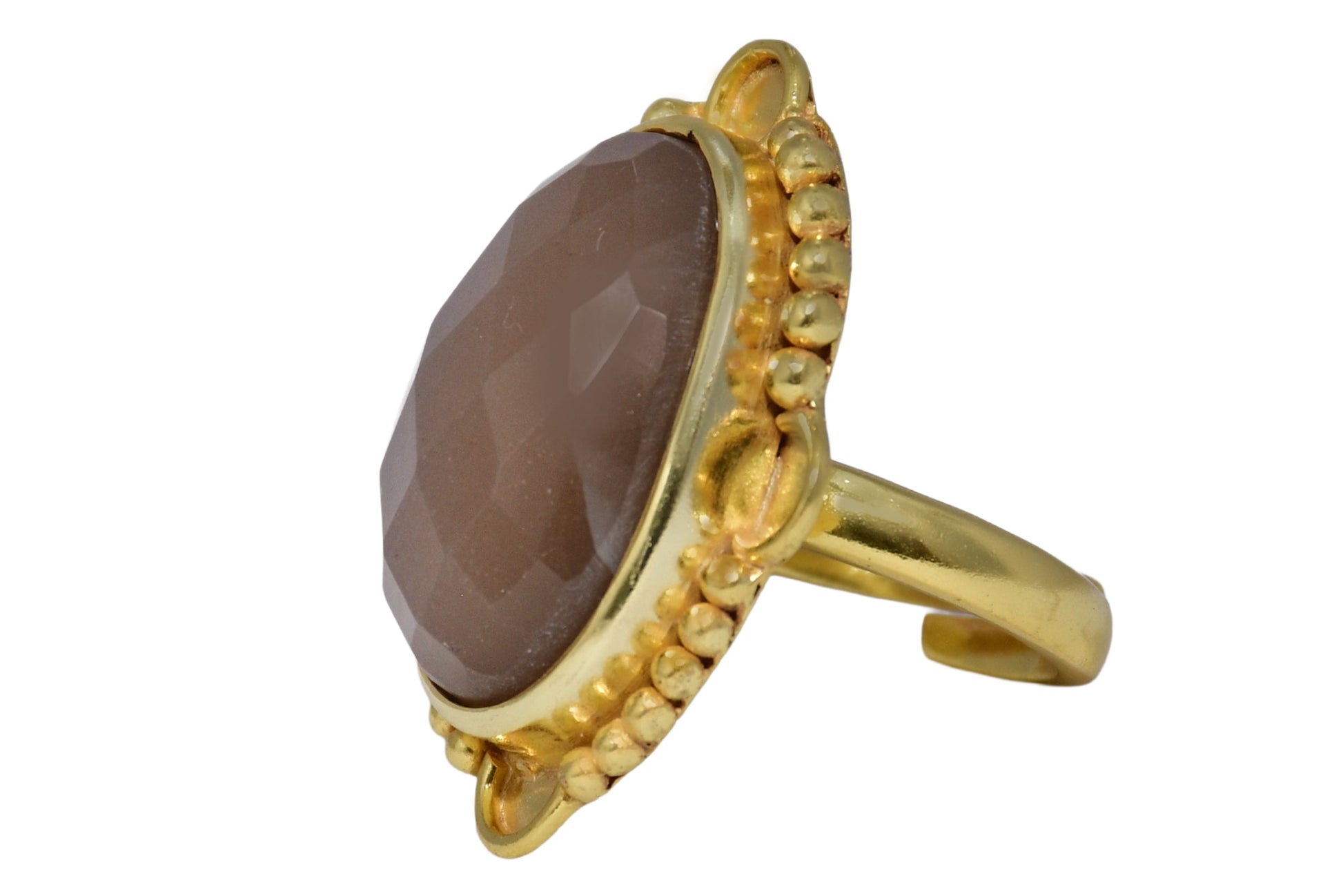 Handmade Vintage Checker Cut Chocolate Moonstone Ring5.1