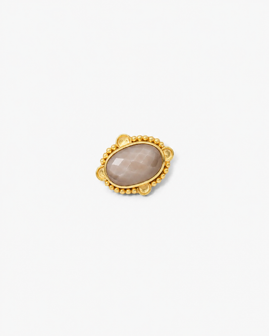 Handmade Vintage Checker Cut Chocolate Moonstone Ring