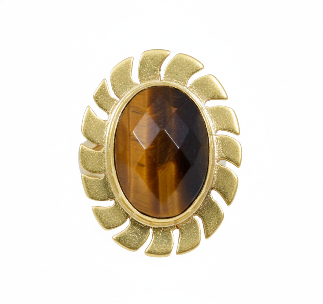 Handmade Vintage Checker Tiger Eye Ring