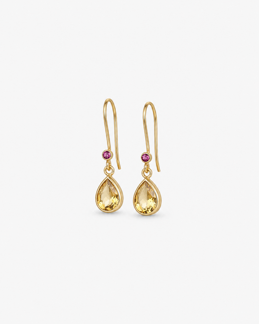Handmade Whisky Quartz Drop Earrings