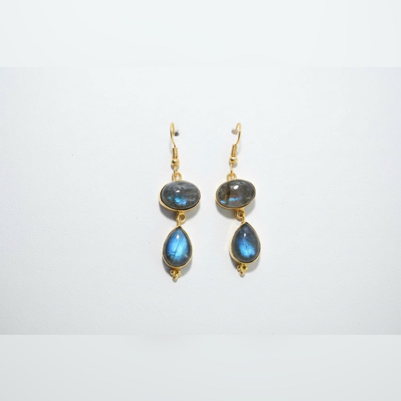 Handmade labdorite cabochon earring2