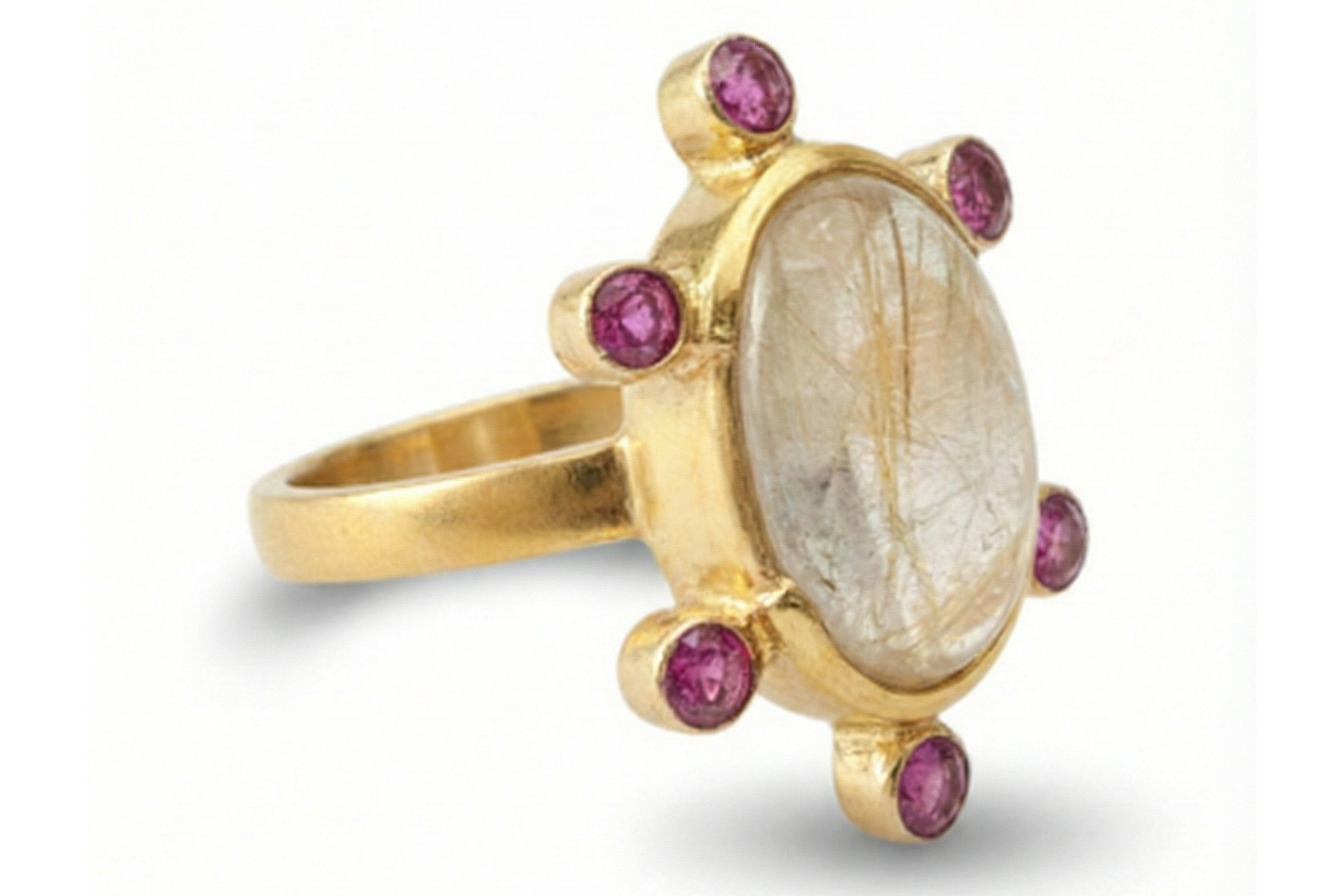 Handmade oval golden rutilated quartz ring1