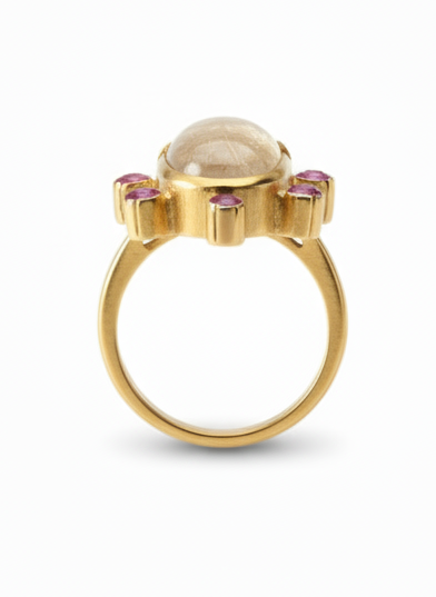 Handmade oval golden rutilated quartz ring2