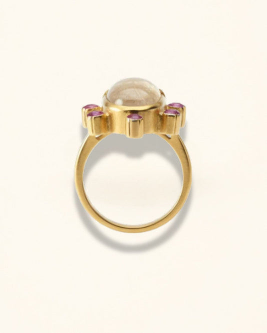 Handmade Oval Golden Rutilated Quartz Ring