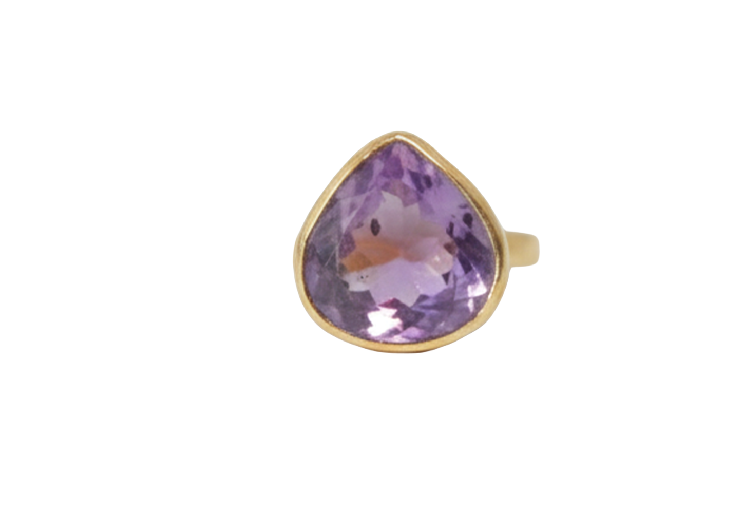 Handmade pear amethyst gemstone ring