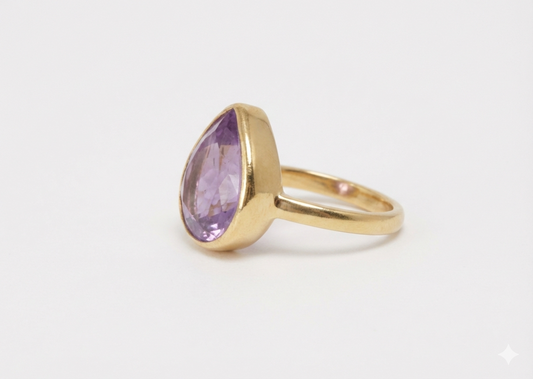 Handmade pear amethyst gemstone ring2.5