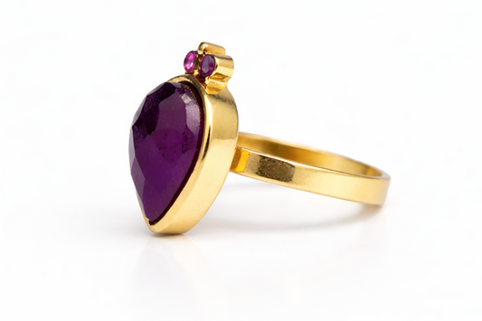 Handmade pear amethyst ring