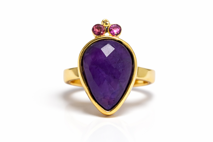 Handmade pear amethyst ring2