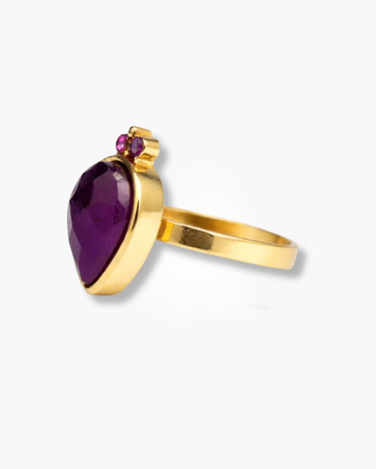 Handmade pear amethyst ring
