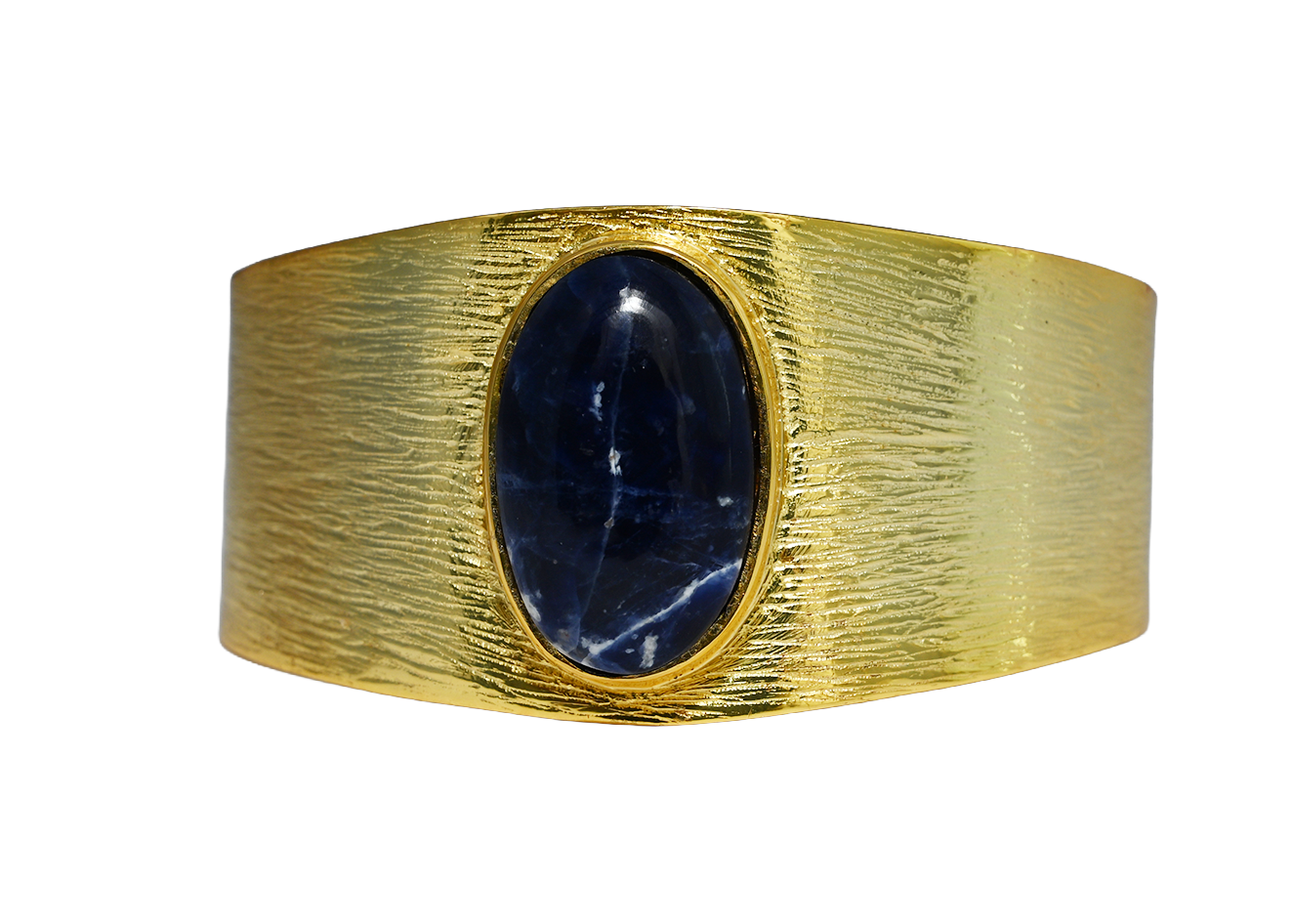 Handmade textured sodolite cuff