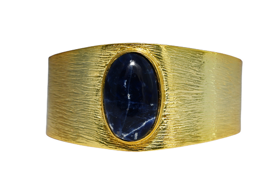 Handmade textured sodolite cuff