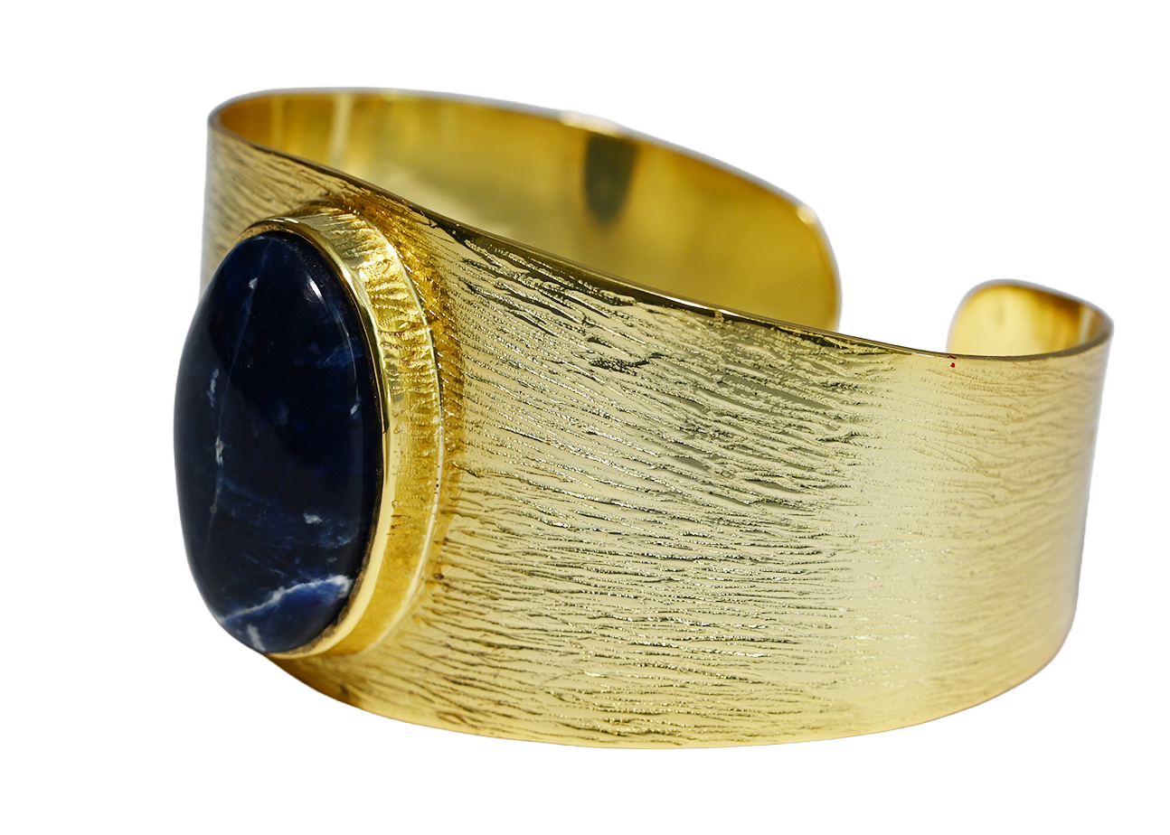 Handmade textured sodolite cuff1