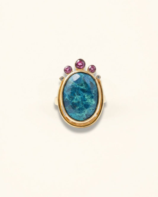 Handmade checkercut Shattuckite ring
