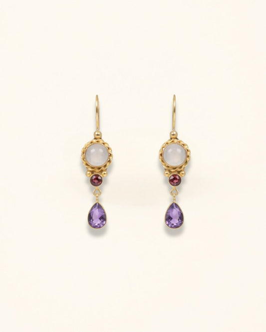 Handmade Moonstone And Amethyst Earrrings