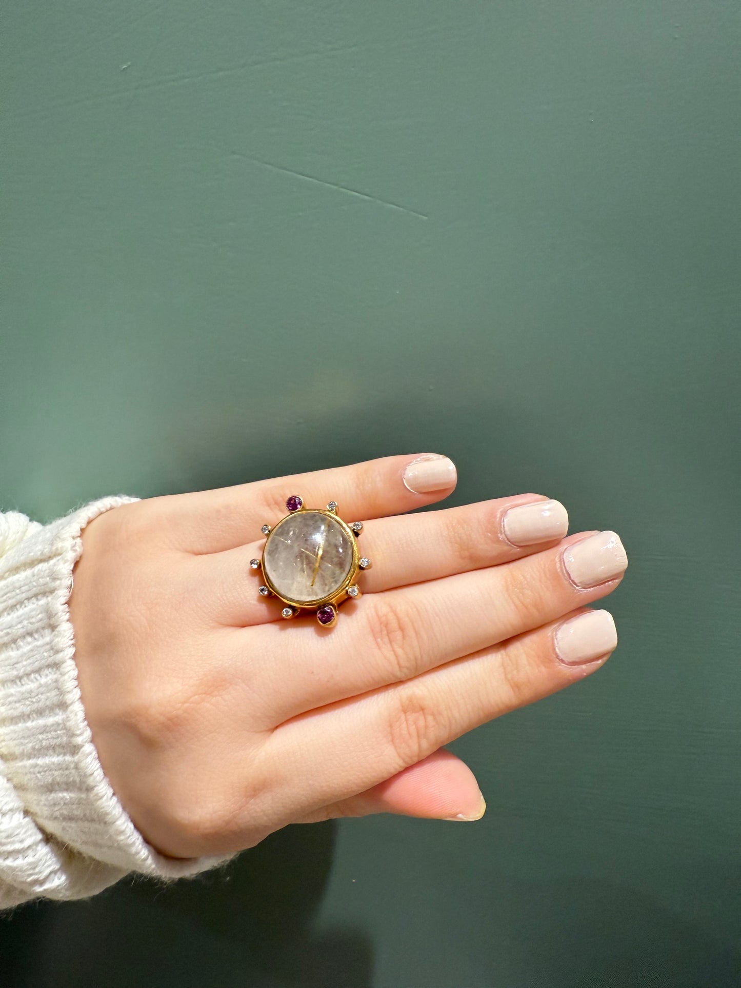 Handmade  Golden Rutilated Quartz Ring