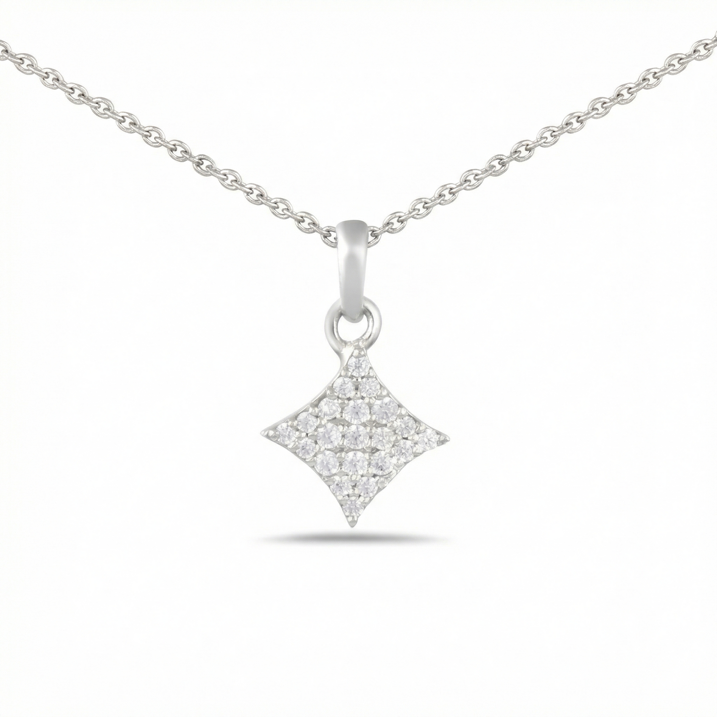 Pave Set Dainty Sliver Star Pendant

