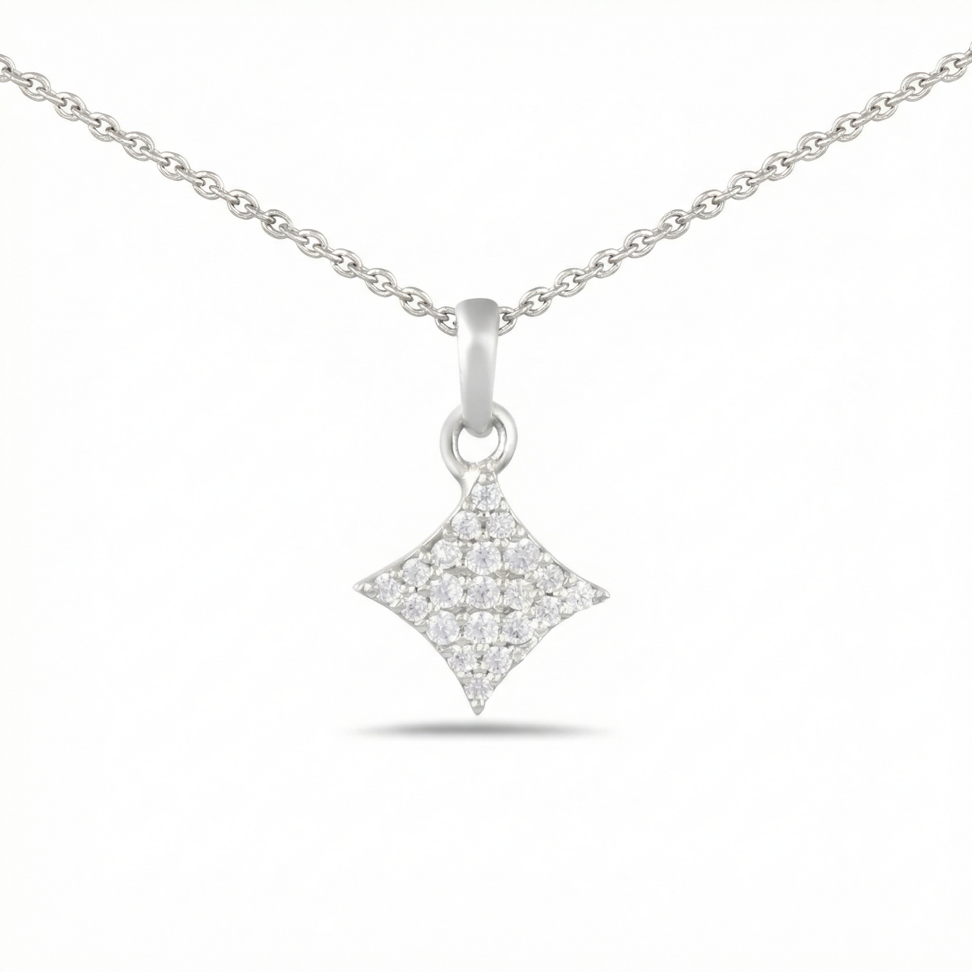 Pave Set Dainty Sliver Star Pendant
