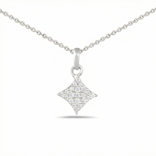 Pave Set Dainty Sliver Star Pendant
