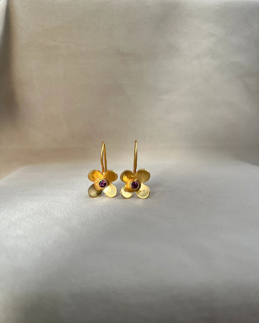 Rhodolite Blossom Drop Earrings