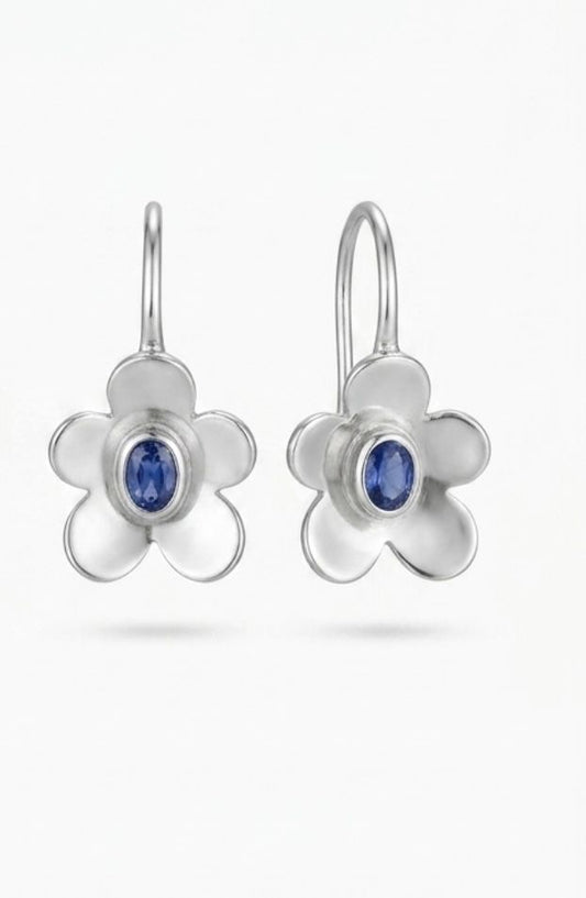 Handmade Silver Iolite Blossom Earring