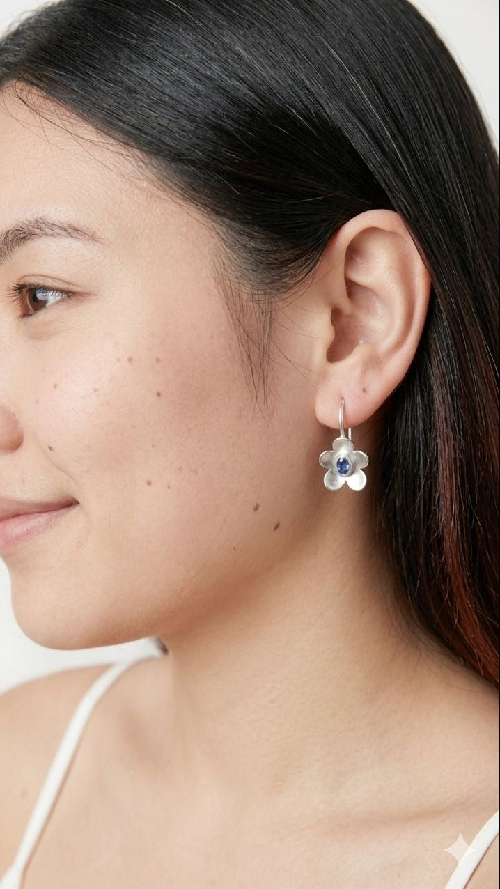 Handmade Silver Iolite Blossom Earring