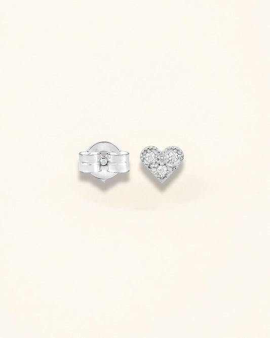 Silver Moissanite Heart Studs