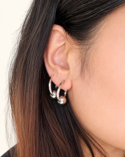 Silver Orbit Ball Earring