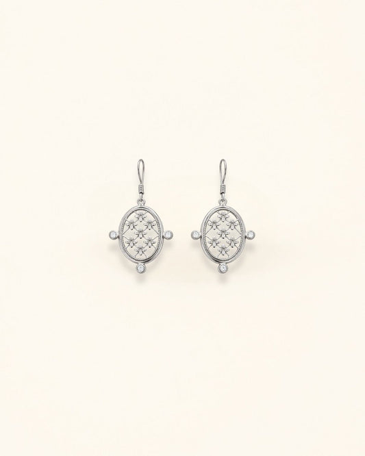 Silver Floral Moissanite Earrings