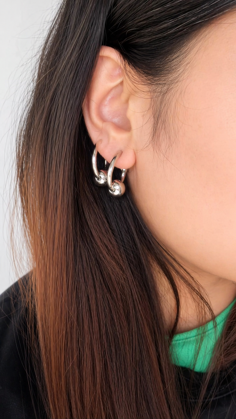 Silver Orbit Ball Earring