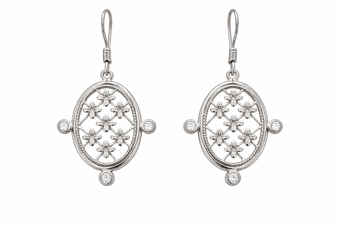 Sliver Floral Moissanite Earrings1