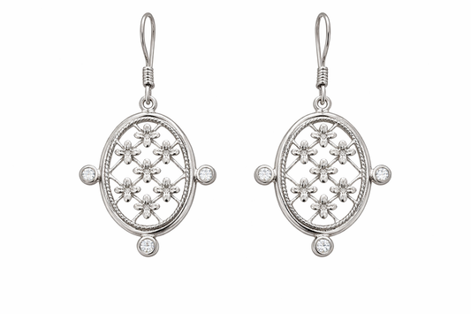 Sliver Floral Moissanite Earrings1