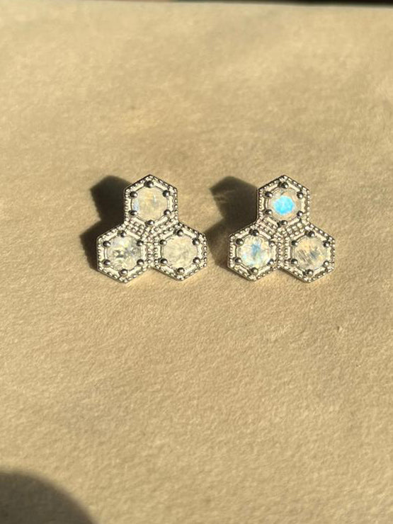 Sliver Handmade Honeycom Earring ( small)1