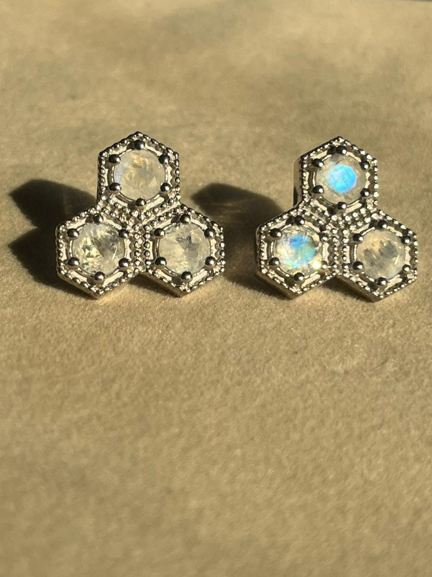 Sliver Honeycom Handmade Earring (medium)1