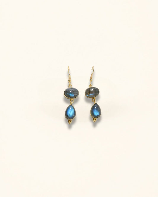 Handmade Dual Labradorite Cabochon Earring