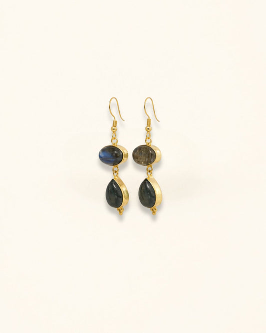 Handmade Dual Labradorite Cabochon Earring