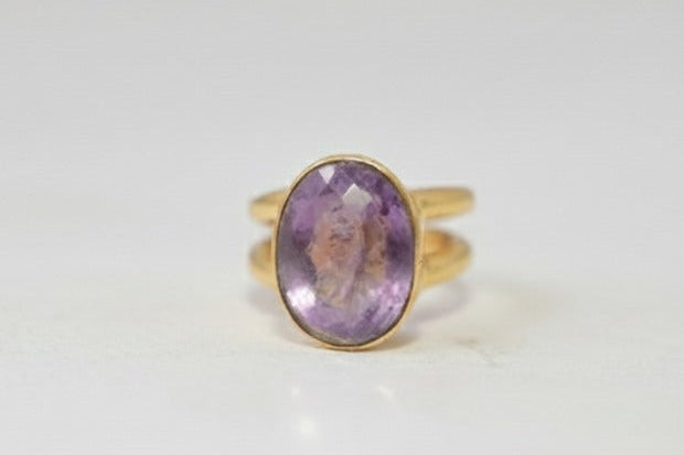 handmade Checker cut oval amethyst