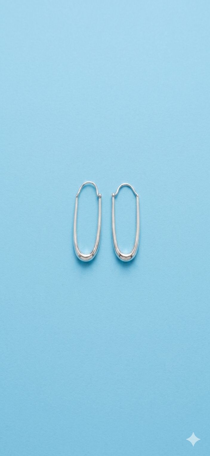 Silver Elongated Hoops