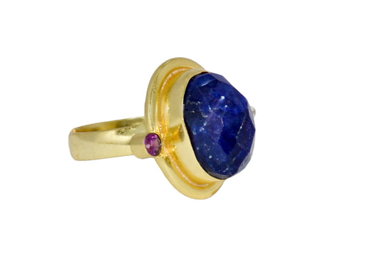 checker cut sodalite ring