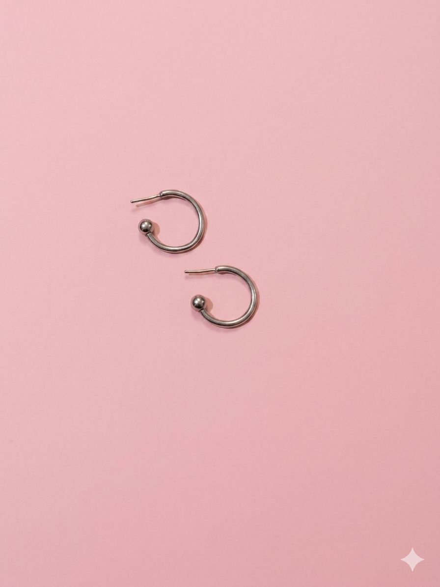 Silver Orbit Ball Earring