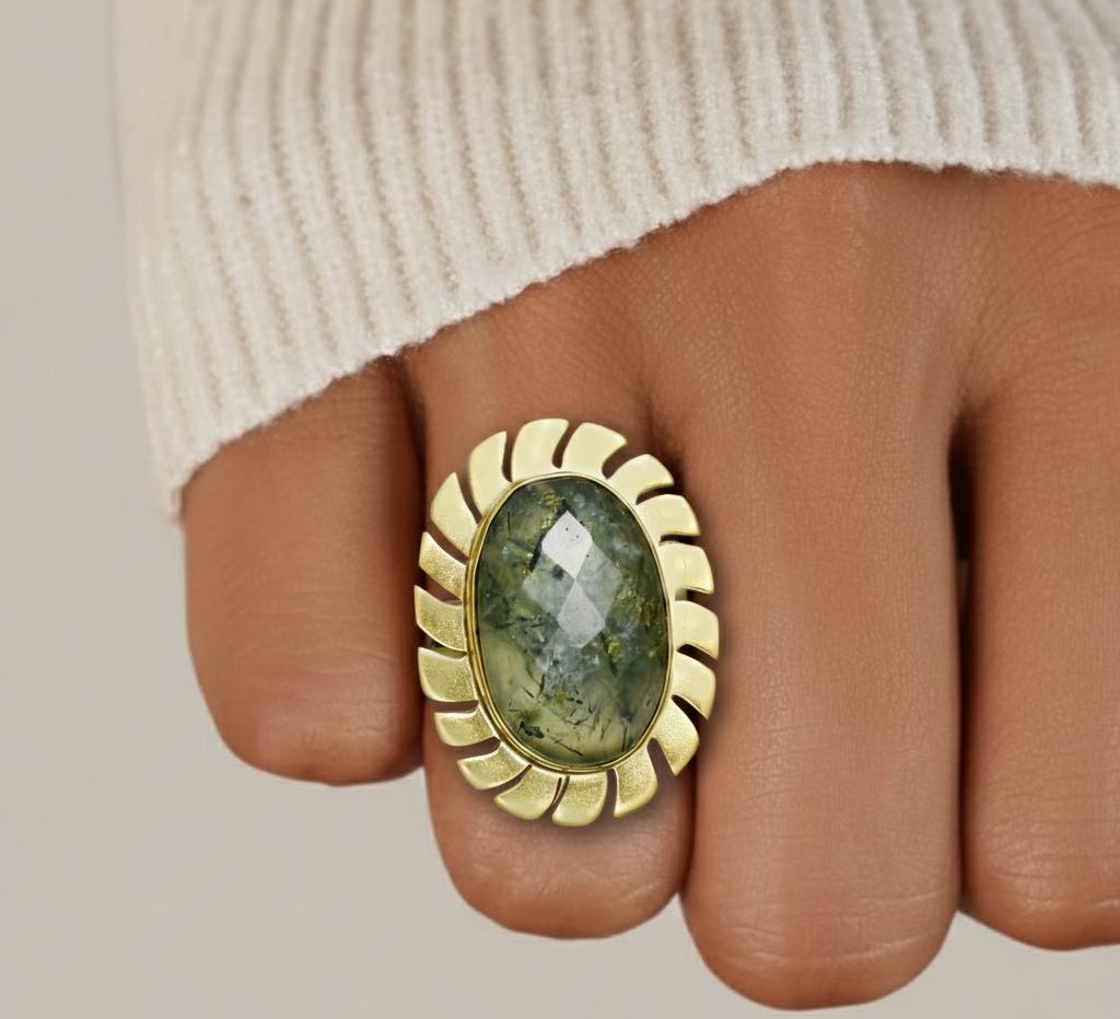 Handmade Tiger’s Eye in a checker-cut Ring