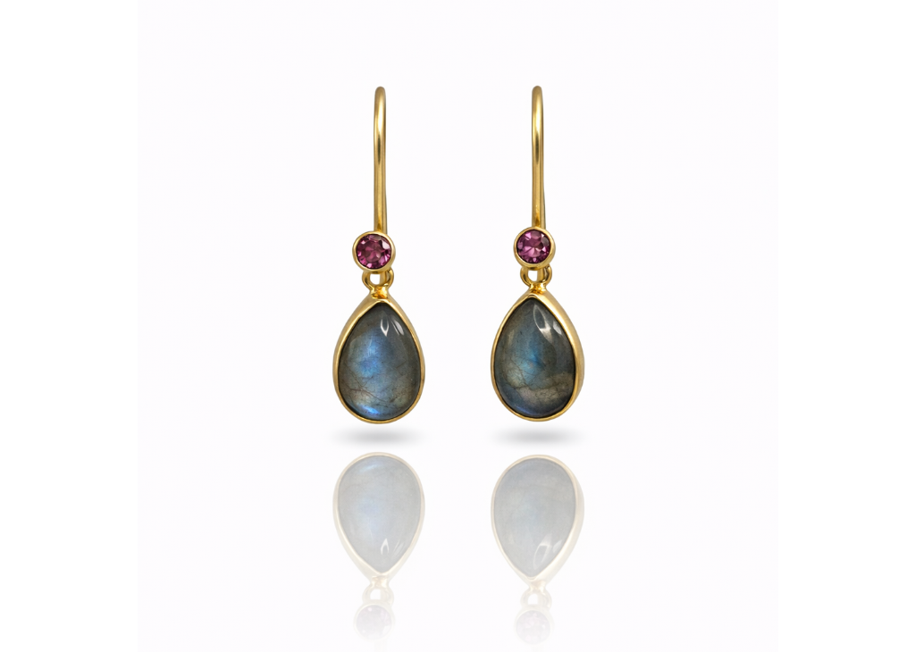 handmade pear labradorite earring