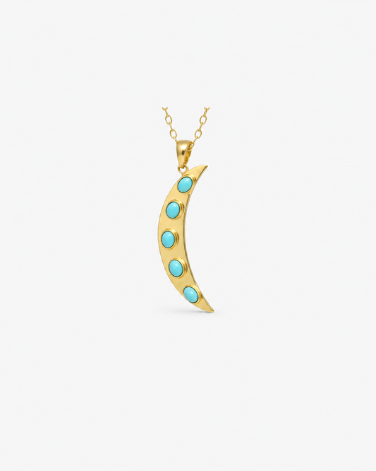 Handmade Crescent Moon Turquoise Pendant