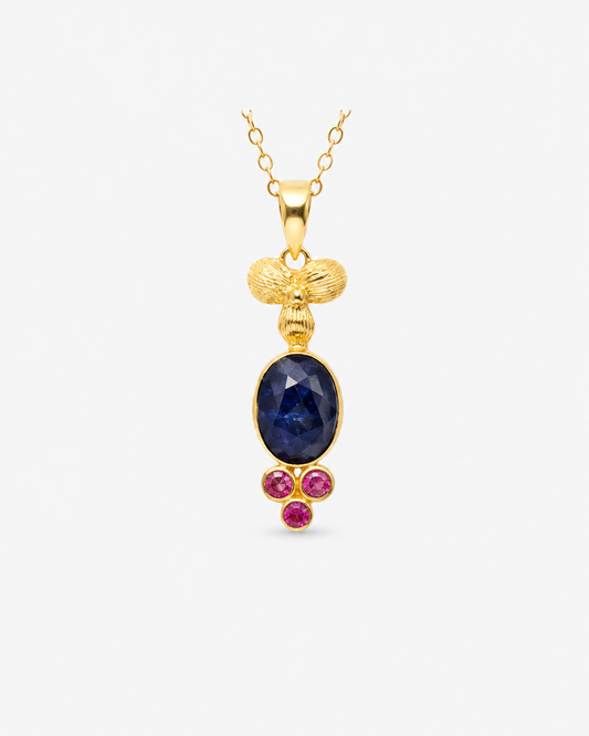 Handmade Sodalite And Rhodolite Pendant