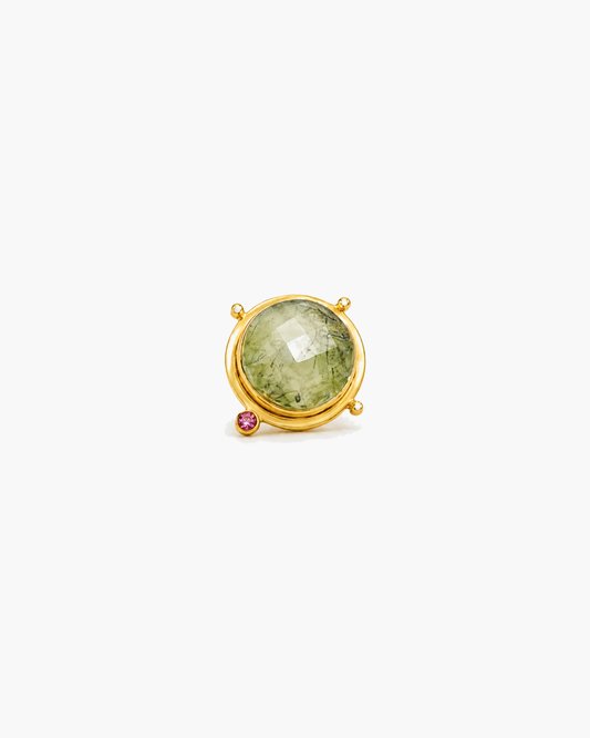 Handmade Checker Black Rutile Ring